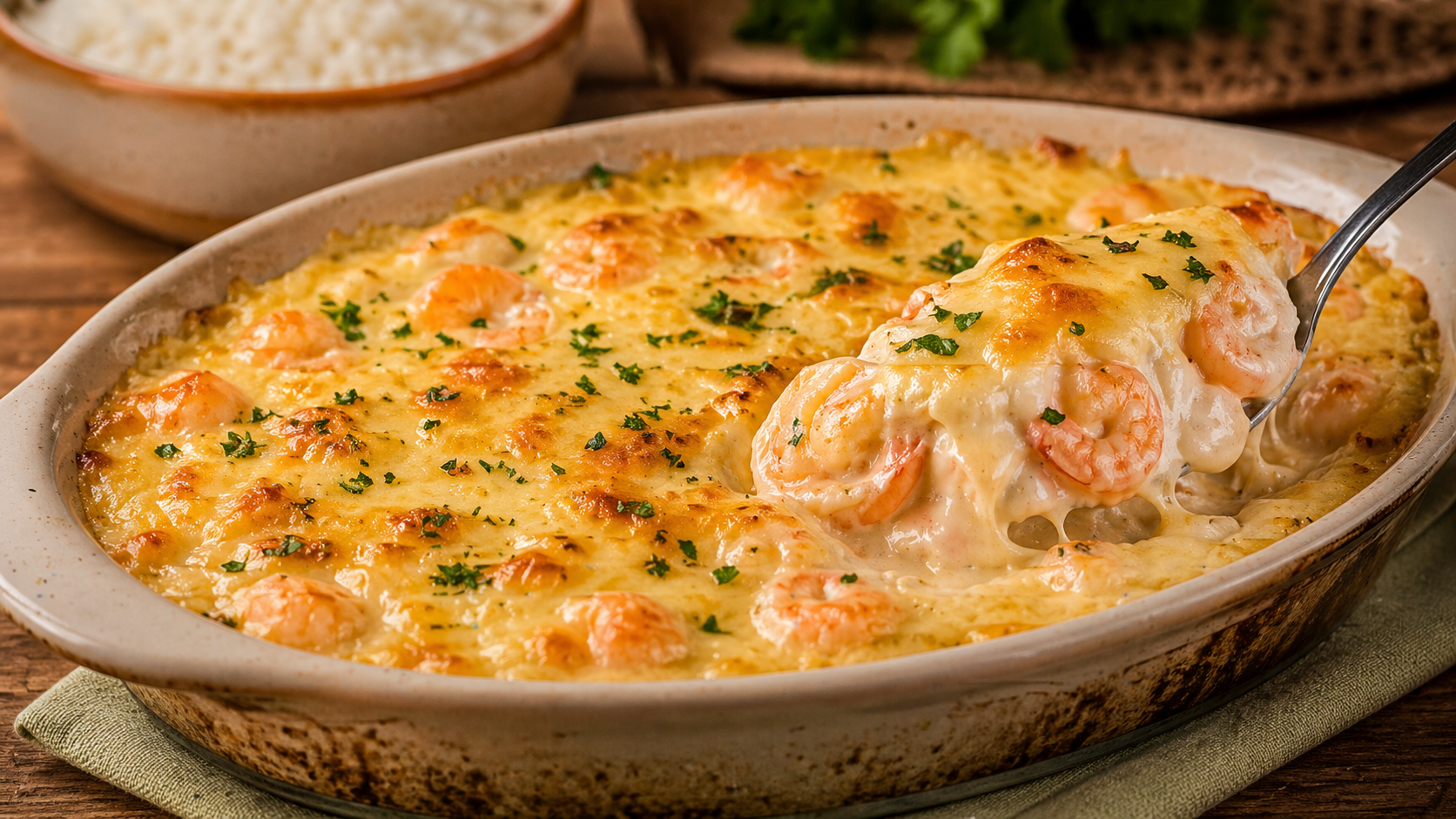 camarao gratinado com requeijao