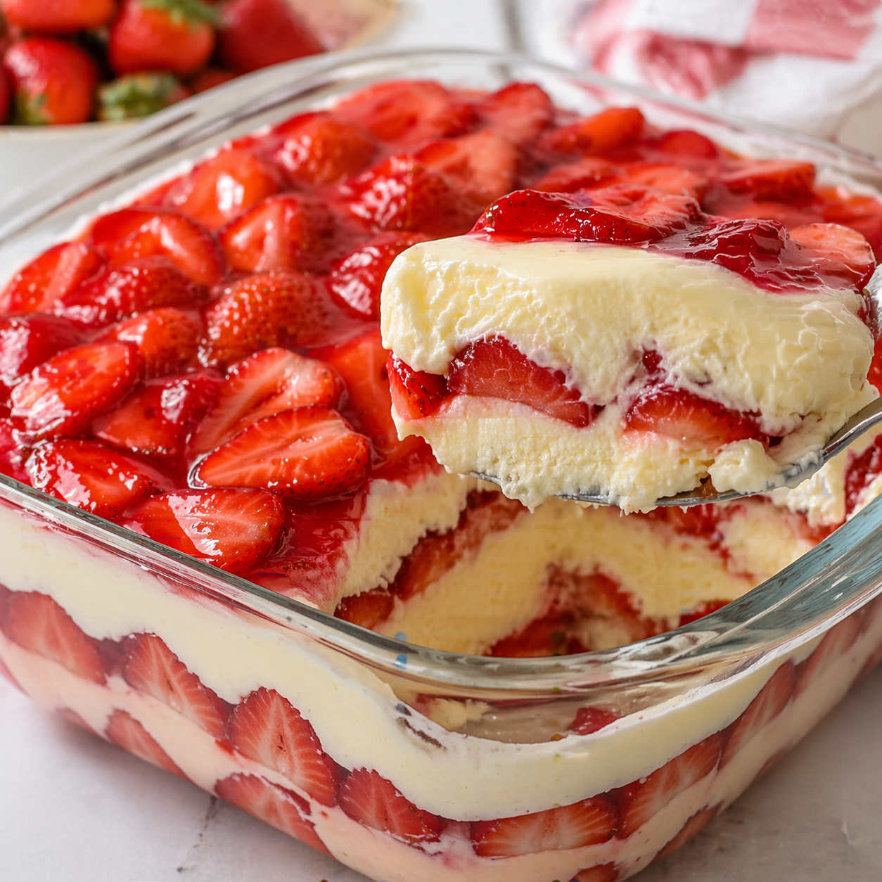 sobremesa de travessa de morango facil